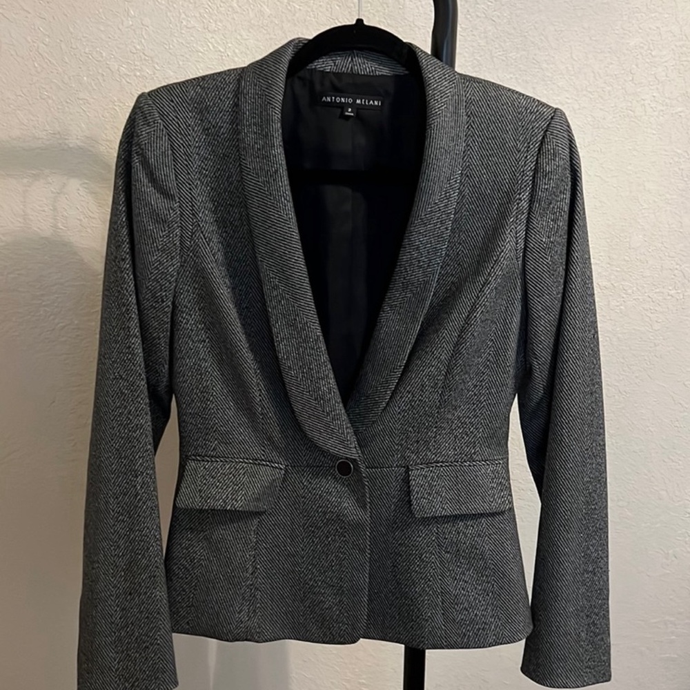 Antonio Melani Single Button Blazer - Gray/Black